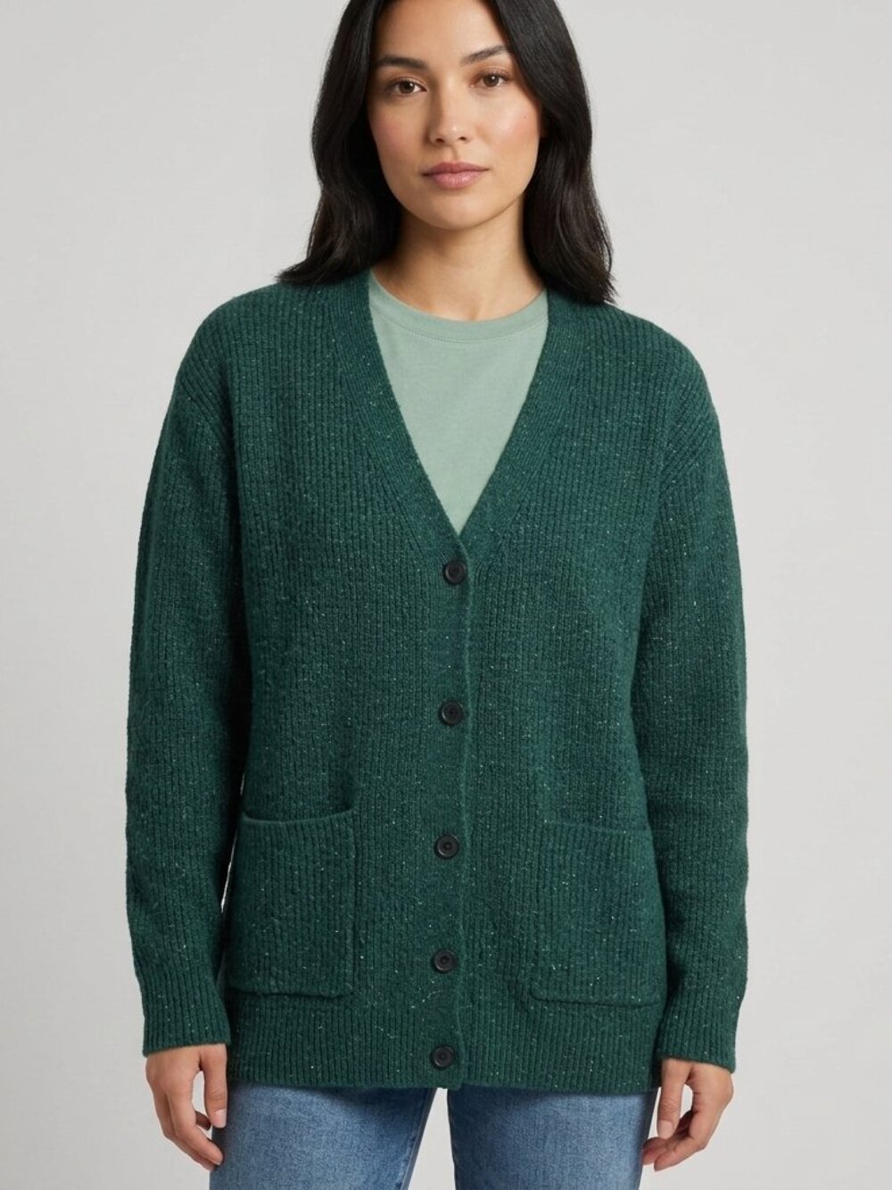 Jaywalker Green Cardigan Sweater Women Button Front Cozy Cottagecore Size L